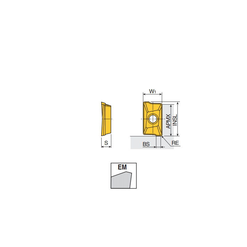 APKT 09T3 R-EM Various corner radii inserts of APKT 09 with two helical cutting edges for general machining in 90° shoulders - Big-tools Industrial Supply Tools for Metal Cutting