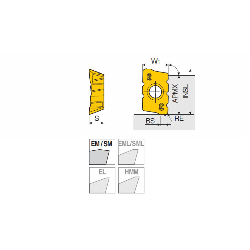 APKT 1204 PER-SM Positive chip splitter inserts of APKT 12 with two helical cutting edges & high positive rake for 90° shoulders on 3 splitting grooves on one side & 2 splitting grooves on the opposite - Big-tools Industrial Supply Tools for Metal Cutting