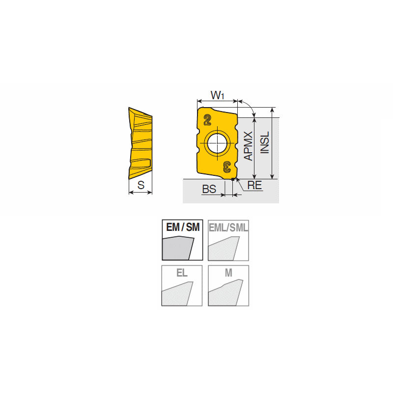 APKT 1705 PER-SM Positive chip splitter inserts of APKT 17 with two helical cutting edges & high positive rake for 90° shoulders and 3 splitting grooves on one side & 2 splitting grooves on the opposite - Big-tools Industrial Supply Tools for Metal Cutting