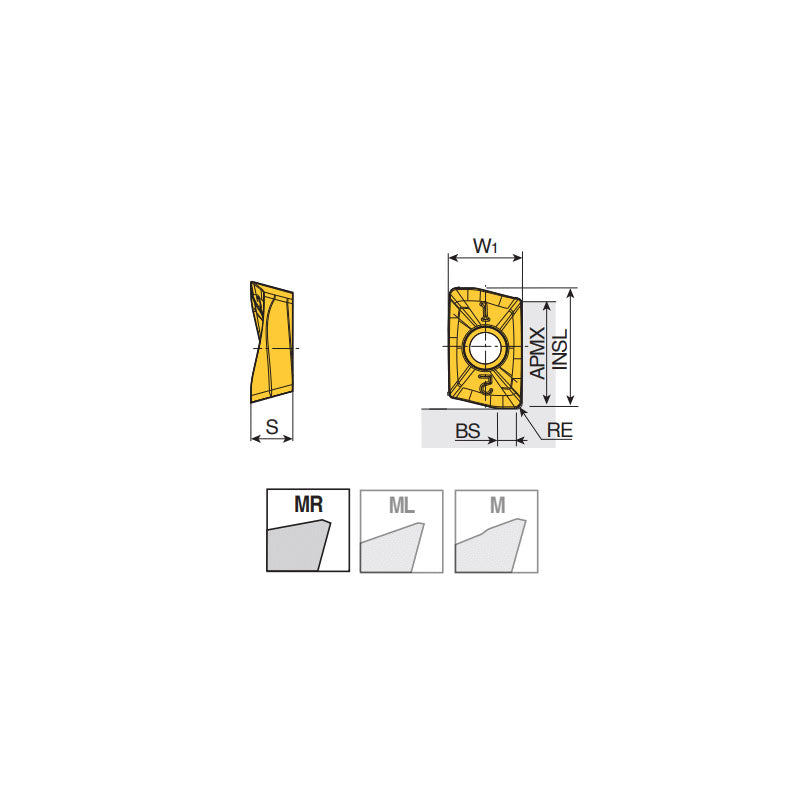 APKT 190712R-MR Strong high positive inserts with two helical cutting edges for heavy and general milling - Big-tools Industrial Supply Tools for Metal Cutting