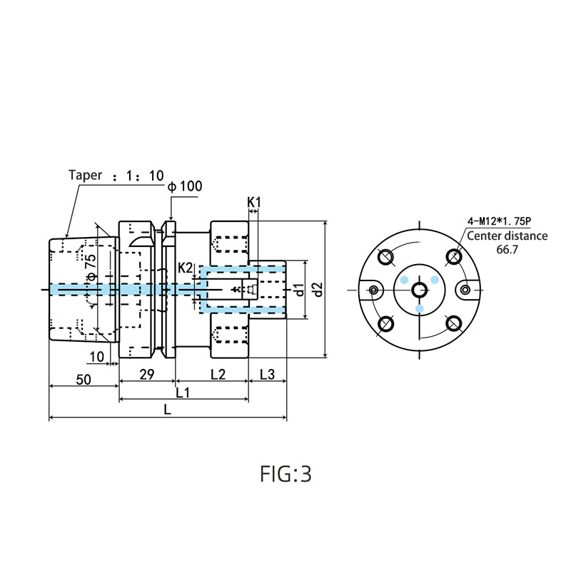 Arbor Connection with HSK Adaptor HSK63A-FMB16-050 HSK63A-FMB16-100 - Big-tools Industrial Supply Tools for Metal Cutting