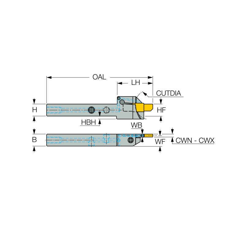 BGTR/L-B-JHP : Integral Shank Parting and Grooving Tools with Coolant Channels Carrying Narrow Inserts for Parting up to 20 mm Bars - Big-tools Industrial Supply Tools for Metal Cutting