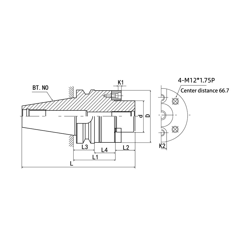 BT-FMC Face Mill Arbor (four screw holes) BT40-FMC40-60 BT50-FMC40-60 - Big-tools Industrial Supply Tools for Metal Cutting