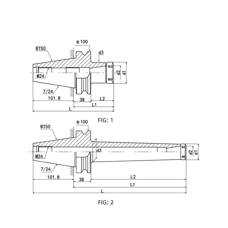 BT50-ER Collet Chuck BT50-ER16-100 BT50-ER16-150 - Big-tools Industrial Supply Tools for Metal Cutting