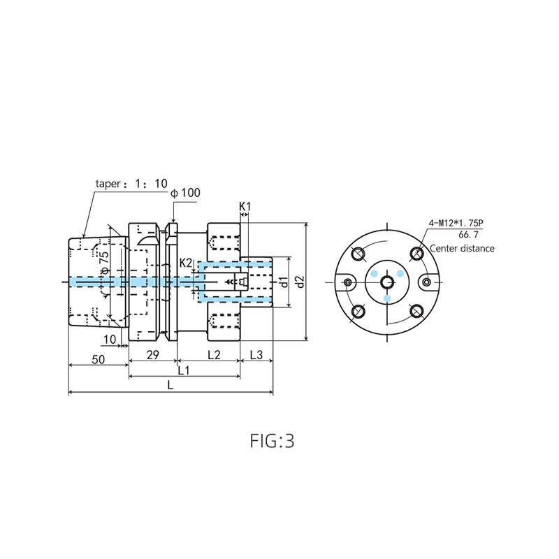 Boring Arbor Connection with HSK Adaptor   HSK63A-FMB22-050 HSK100A-FMB22-050