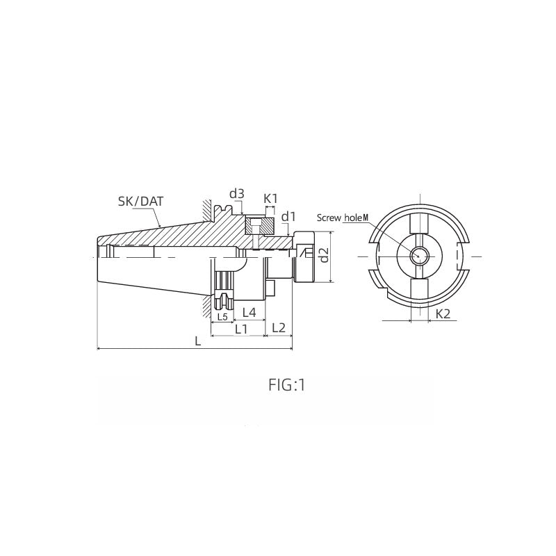 Boring Arbor Connection with SK Adaptor   SK30-FMB22-035  SK50-FMC40-070