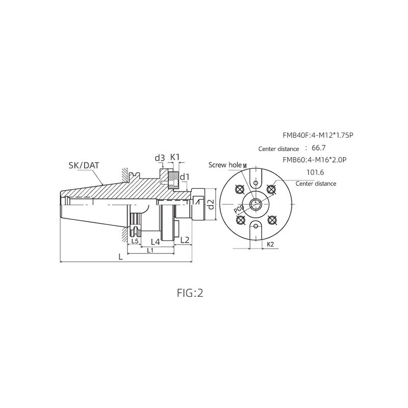 Boring Arbor Connection with SK Adaptor   SK30-FMB22-035  SK50-FMC40-070