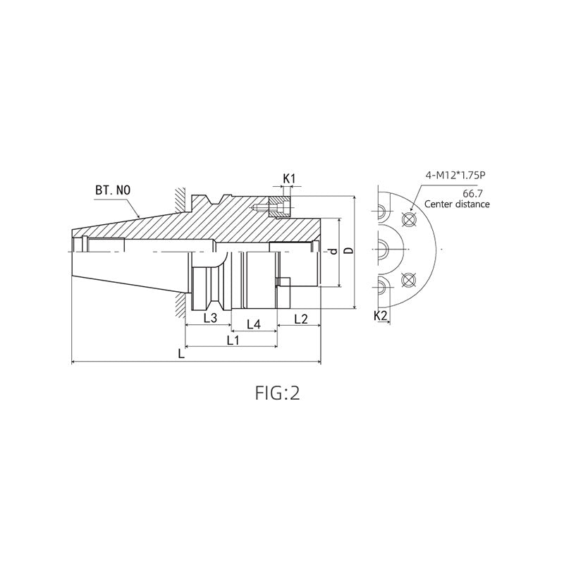 Boring Arbor Connection with BT Adaptor  BT30-FMB22-045  BT50-FMC40-250