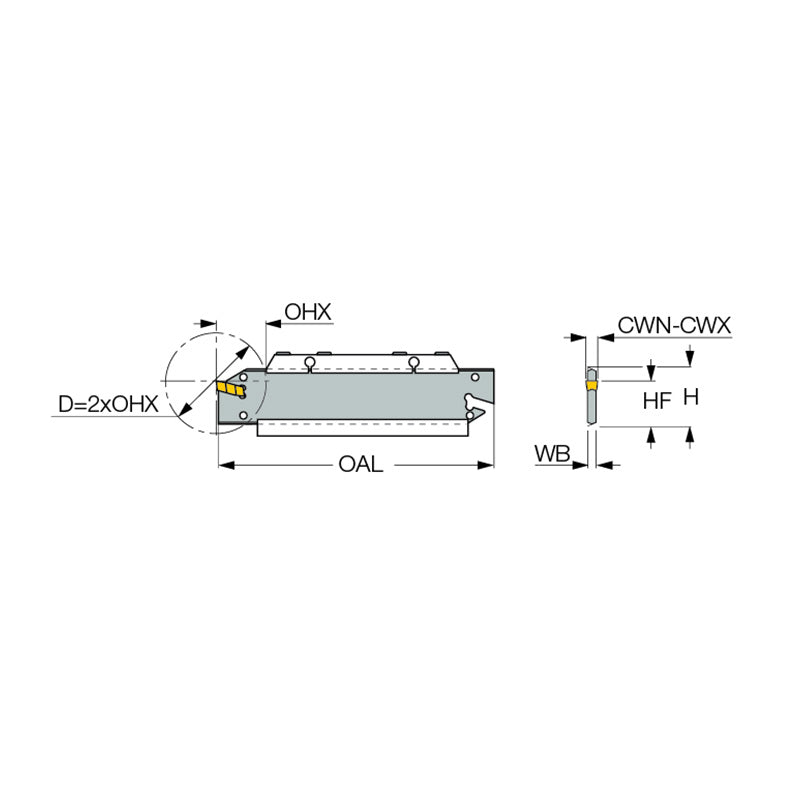 CGHN-DG : Double-Ended Blades for External Grooving and Turning Self-Clamped Inserts
