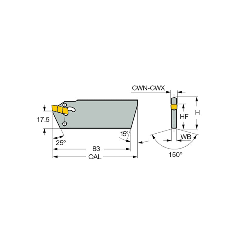 CGHN 32-DGM : Internal Single-Ended Grooving and Turning Blades Using Self-Clamped Inserts