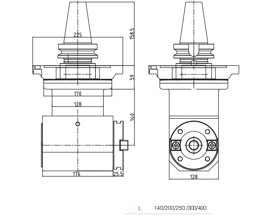 CNC Machining Center Angle and Side Milling Head D90-BT50