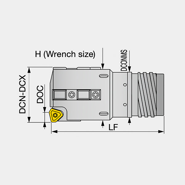 COUNTERBORING HEAD DTS-EX Counterboring head with external 4-start thread for double tube system (DTS), diameters adjustable, tool diameter ø40.00 - ø183.99 mm