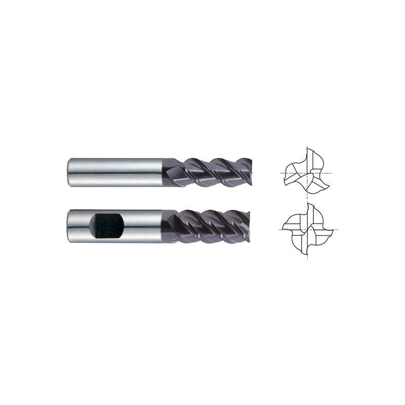 Carbide 3 & 4 Flute 50° Helix Regular Length JET-POWER End Mills Plain/Flat shank EH108 Series
