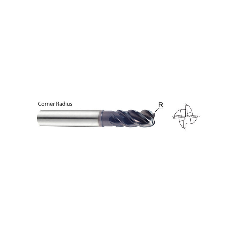 Carbide 4 Flute Double Core Extended Length  TitaNox-POWER End Mills Corner Radius GMG40 Series
