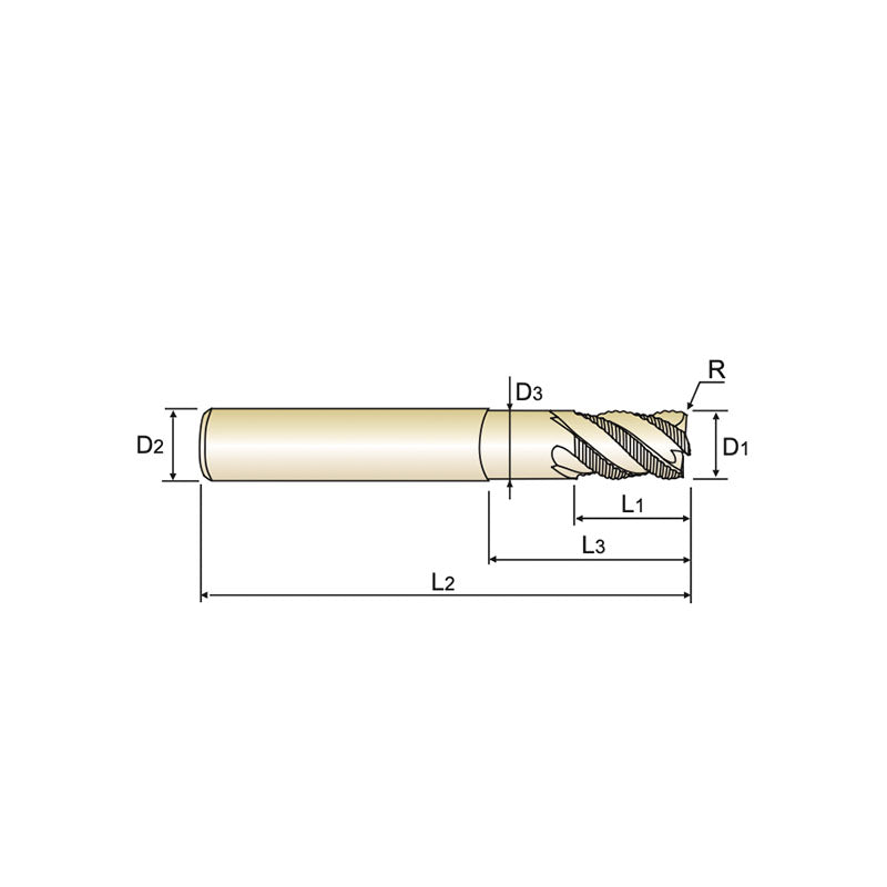 Carbide 4G Mill End Mills Plain Shank G909/G930Series  Multi Flute Extended Reach Roughing Corner Radius - Fine