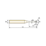 Carbide 4G Mill End Mills Plain Shank GMF16 Series 2 Flute Ball Nose With Neck GMF16959~GMF17032