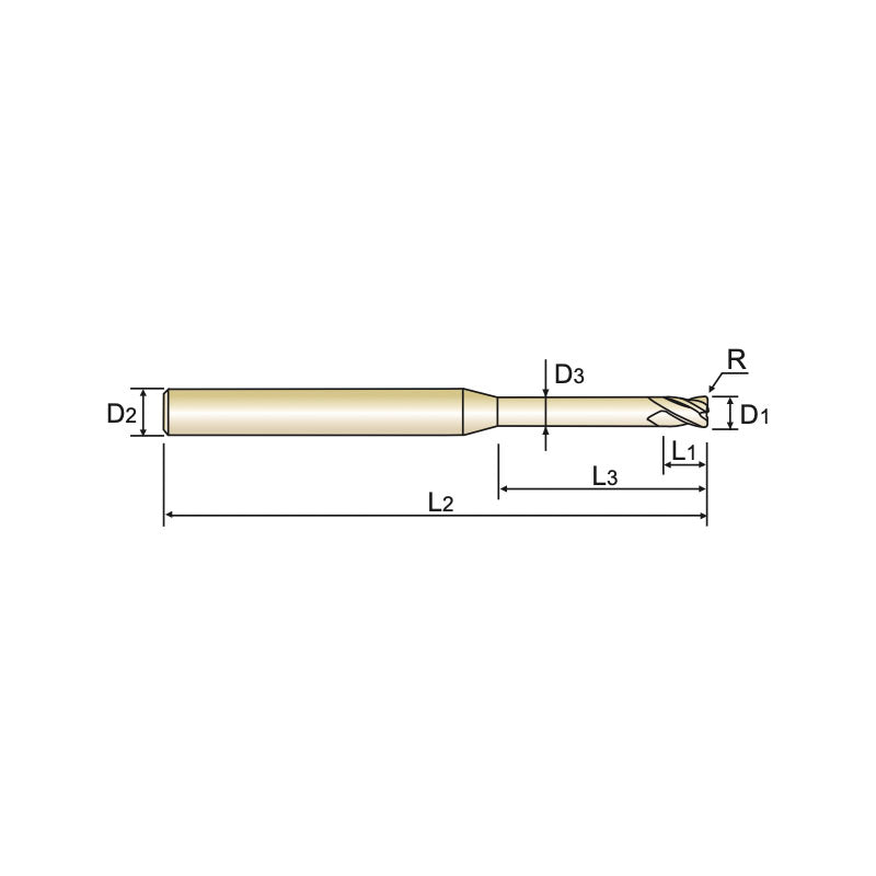 Carbide 4G Mill End Mills Plain Shank GMF21 Series 4 Flute Corner Radius with Neck GMF21928~GMF21956
