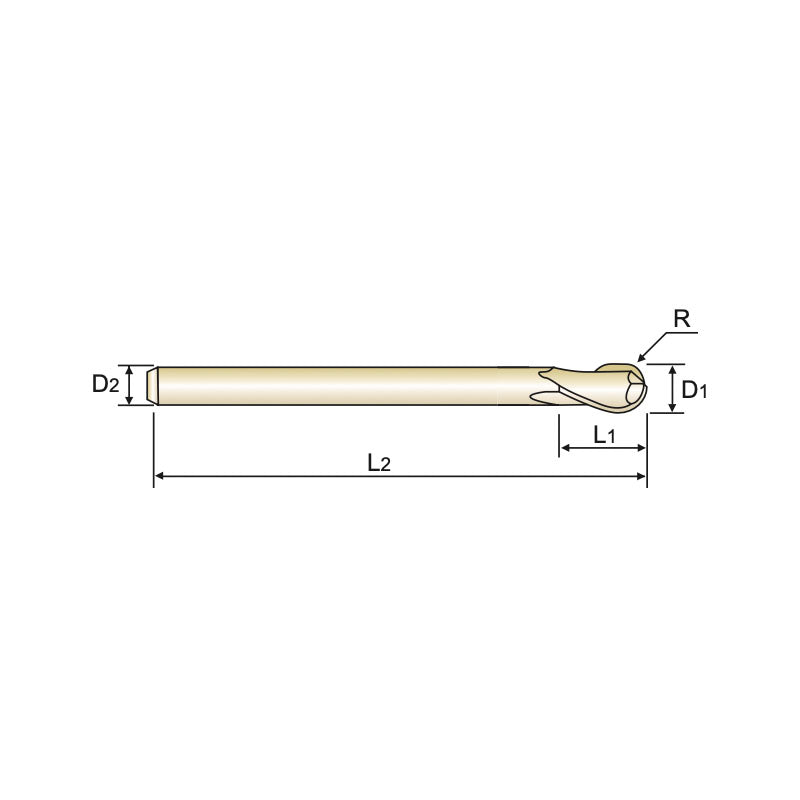 Carbide 4G Mill End Mills Plain Shank SEMD98 Series  2 Flute Ball Nose (Short, Regular, Long Shank) SEMD98009～SEMD980253S