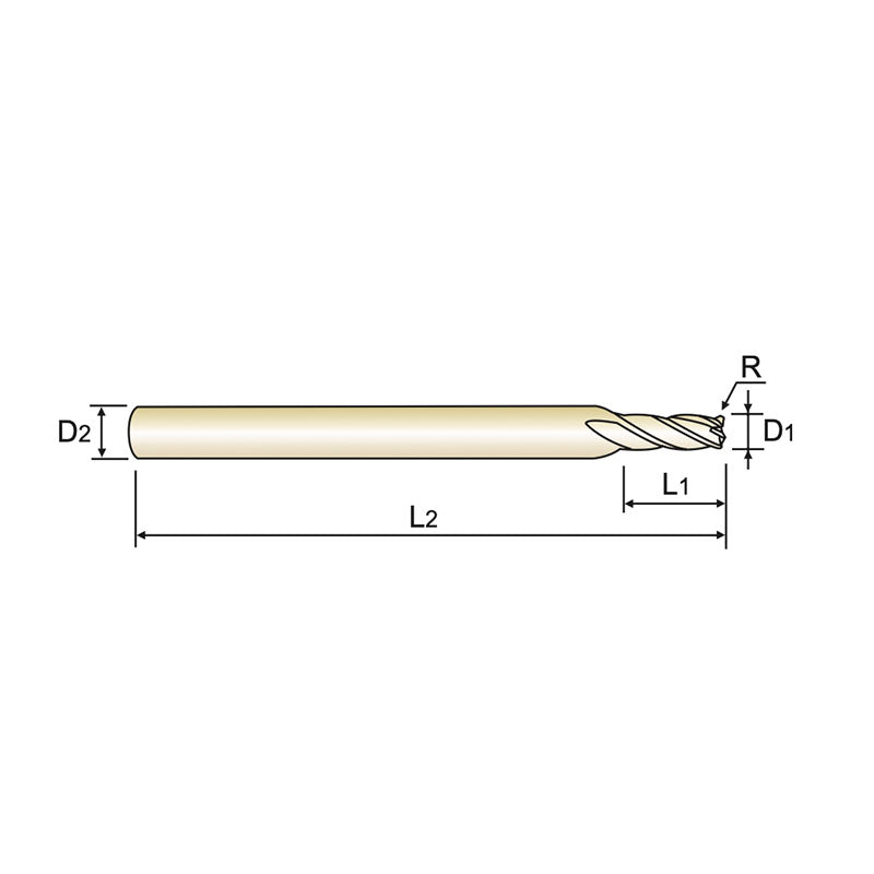 Carbide 4G Mill End Mills Plain Shank SEME01 Series  4 Flute Corner Radius (Short, Regular, Long Shank) SEME0105503～SEME0108003