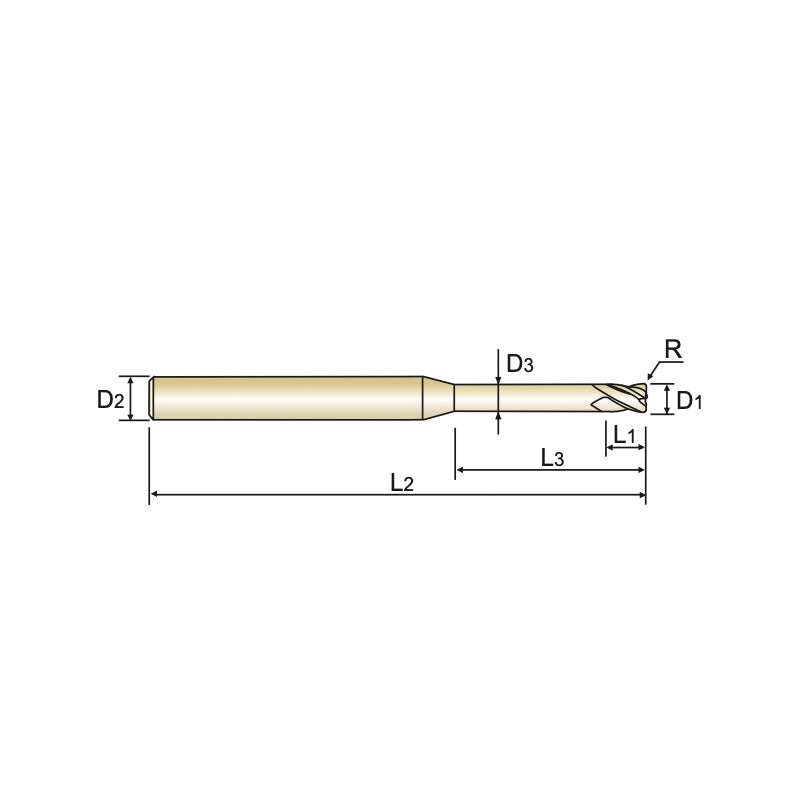 Carbide 4G Mill End Mills Plain Shank SEME64Series  4 Flute Long Neck Corner Radius SEME640100304～SEME640120208