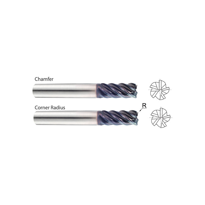 Carbide 5 Flute Extended Length  TitaNox-POWER End Mills Chamfer GMG24, GMG26 Series /Corner Radius GMG28, GMG30Series