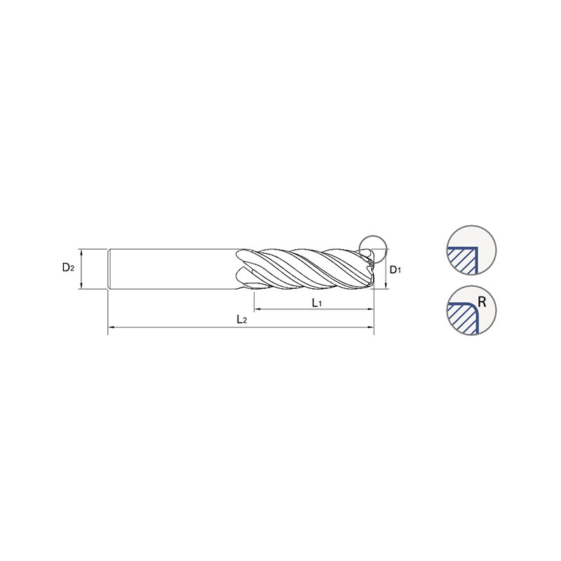 Carbide 5 Flute Standard Length - TitaNox-POWER HPC End Mills Square EMI42 Series
