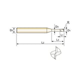 Carbide X1-EH End Mills Plain Shank HPI89 Series 2 Flute Corner Radius for Rib Processing HPI89821～HPI89845