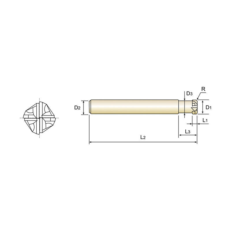 Carbide X5070 End Mills Plain Shank G826 Series 4 Flute Stub Length Corner Radius High Feed