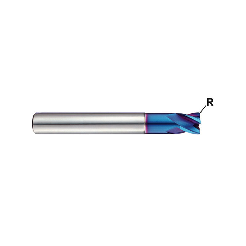 Carbide X5070 End Mills Plain Shank G850 Series   4 Flute Stub Length Corner Radius with Extended Neck