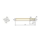 Carbide X5070 End Mills Plain Shank G850 Series   4 Flute Stub Length Corner Radius with Extended Neck
