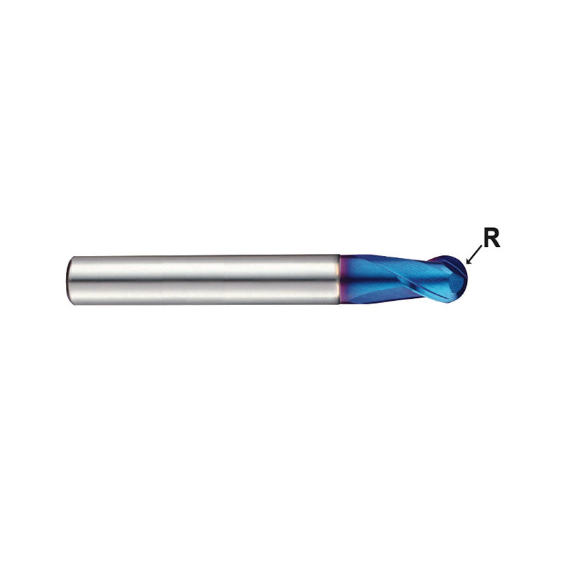 Carbide X5070 End Mills Plain Shank G8A38 Series  2 Flute Stub Length Ball Nose with Extended Neck (METRIC)