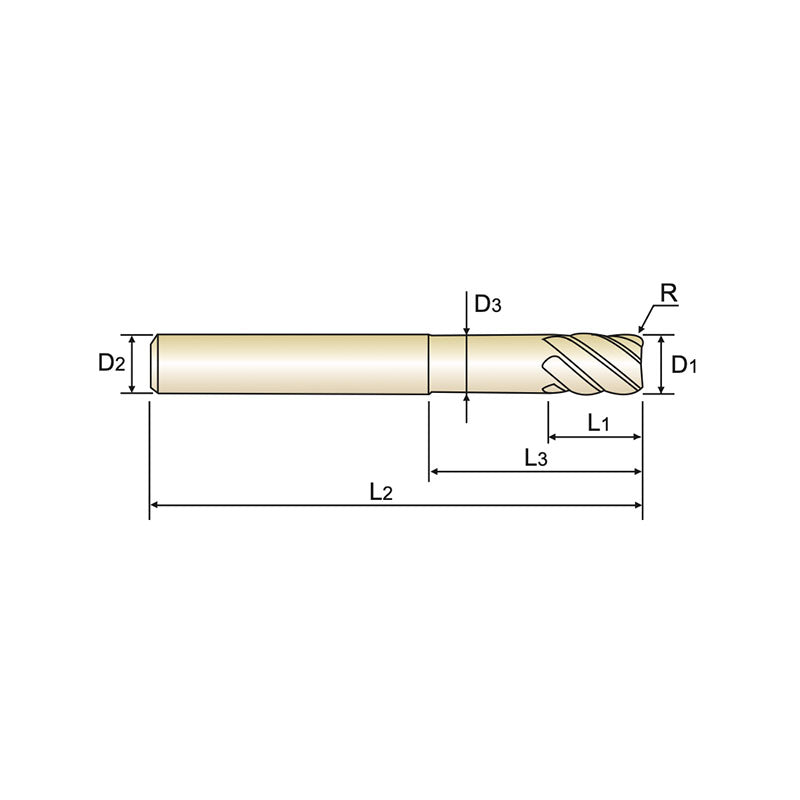 Carbide X5070 End Mills Plain Shank G8A39 Series 6 Flute with Corner Radius, Standard and Extended Neck (METRIC)