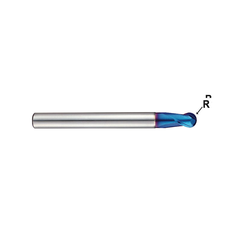 Carbide X5070 End Mills Plain Shank G8A43 Series  2 Flute Stub Length Ball Nose with Extended Neck
