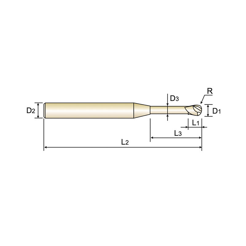 Carbide X5070 End Mills Plain Shank G8A46 Series  2 Flute Ball Nose for Rib Processing