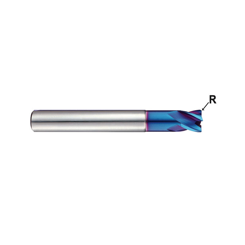 Carbide X5070 End Mills Plain Shank G8A47 Series 4 Flute with Corner Radius and Extended Neck (METRIC)