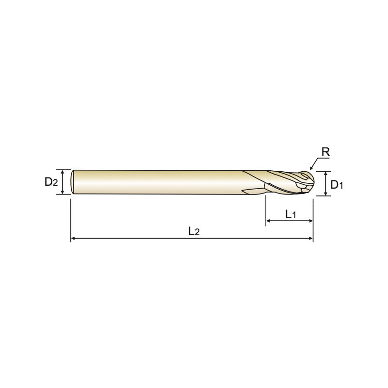 Carbide X5070 End Mills Plain Shank G8A59 Series  3 Flute Ball Nose (METRIC)