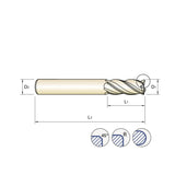 Chamfer GMF52 / GMF56 ,  Corner Radius GMF54 / GMF58, Ball Nose GMG55 Carbide, 4 Flute Multiple Length V7 PLUS A  END MILLS