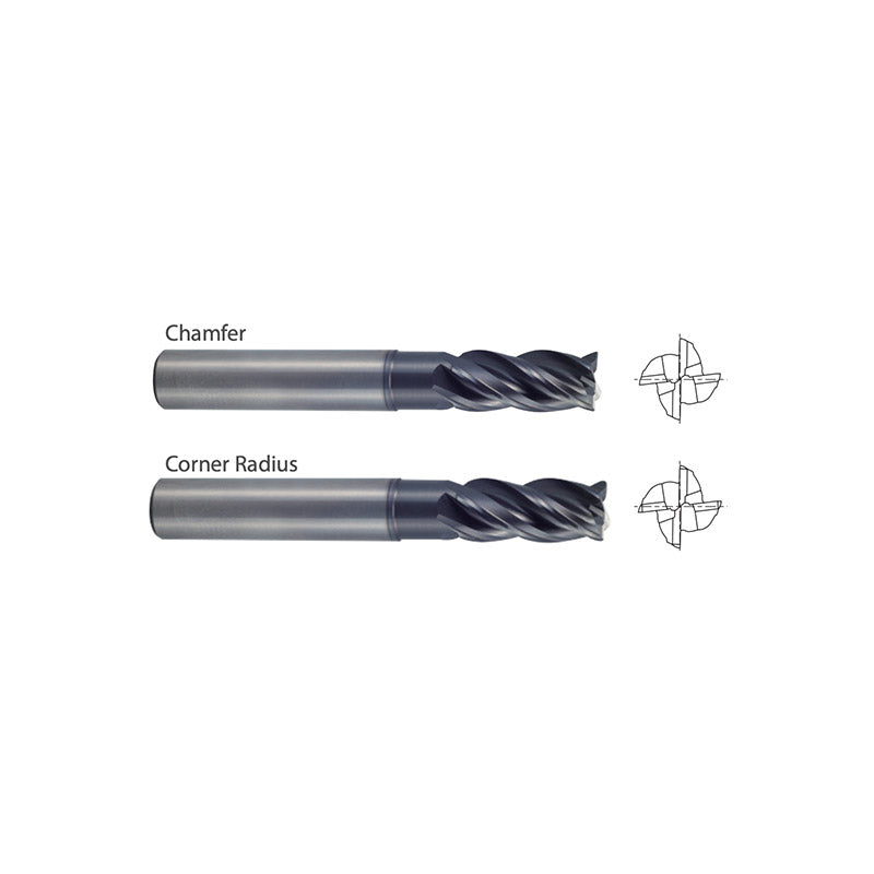 Chamfer GMF60 ,  Corner Radius GMF62,  Carbide, 4 Flute Extended Reach V7 PLUS A  END MILLS