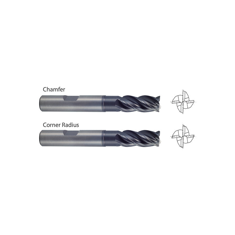 Chamfer GMF61 ,  Corner Radius GMF63,  Carbide, 4 Flute Extended Reach V7 PLUS A  END MILLS