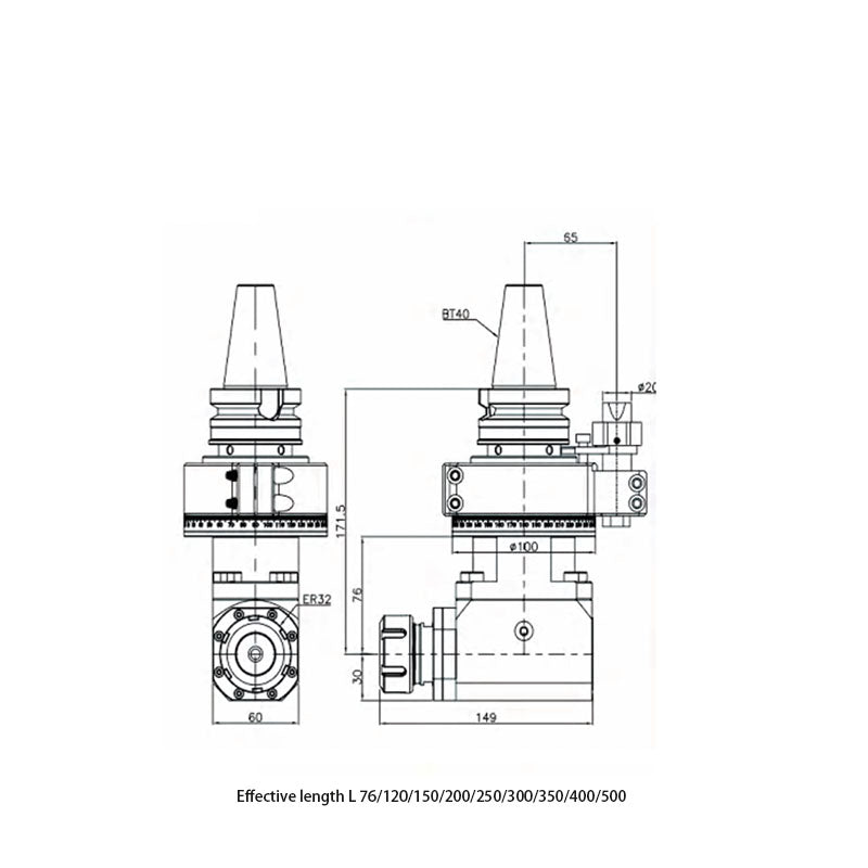 Conventional Angle Head 90-ER32A Standard type