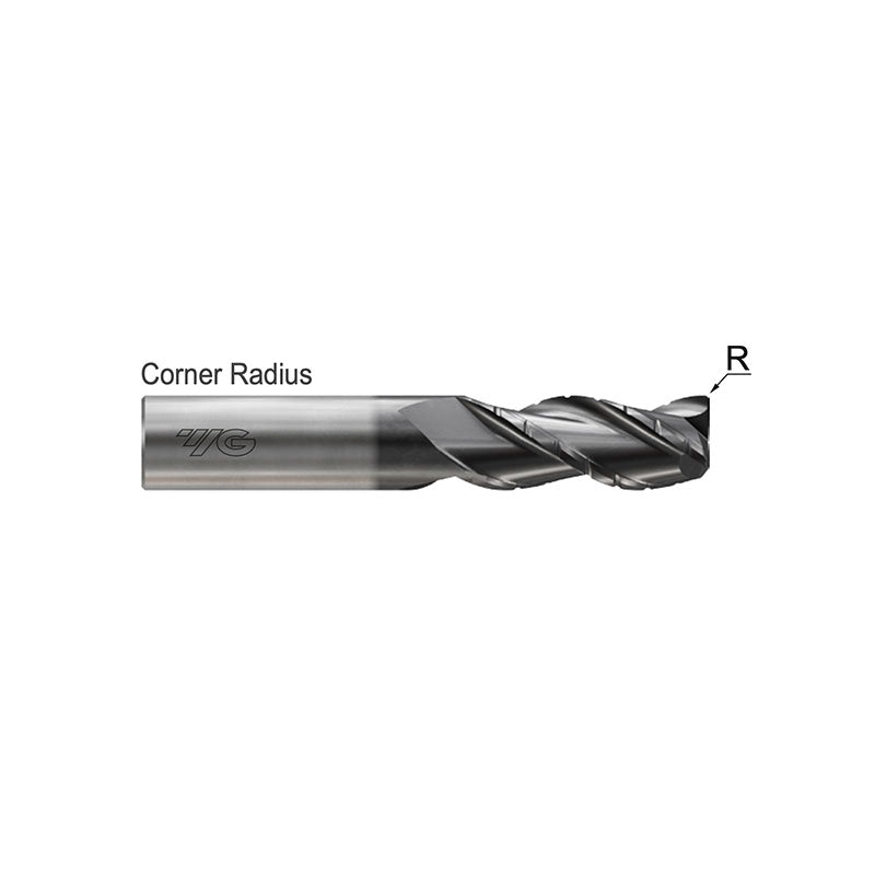 Corner Radius JAI38 Series , Carbide, 3 Flute Standard Length - Chip Breaker  ALU-POWER HPC End Mills 1/8～1