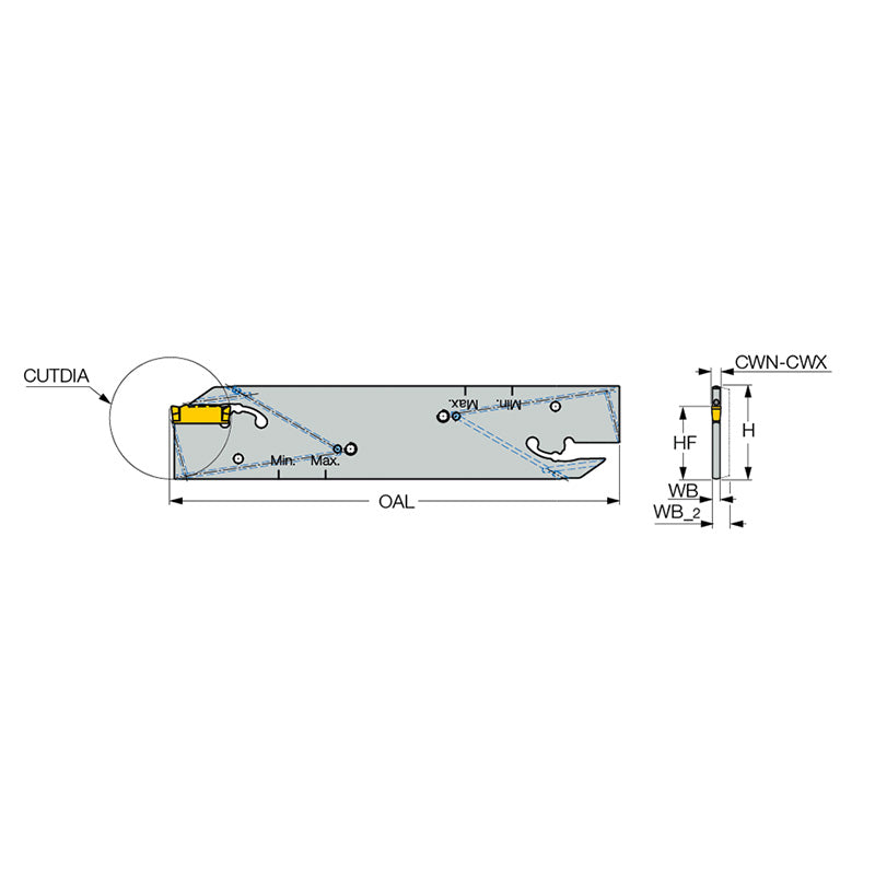 DGFH-JHP : Parting and Grooving Blades with Channels for Low and High-Pressure Coolant Carrying DO-GRIP Inserts