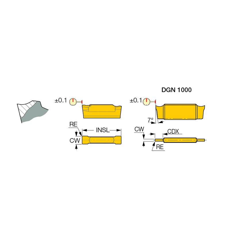 DGN-P : Double-Sided Inserts for Parting and Grooving Soft Materials, Thin and Miniature Parts - Big-tools Industrial Supply Tools for Metal Cutting