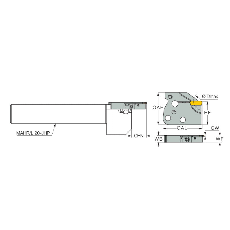 DGPAD-D12/22-JHP : Adapters with High-Pressure Coolant Channels for DO-GRIP Parting and Grooving Inserts