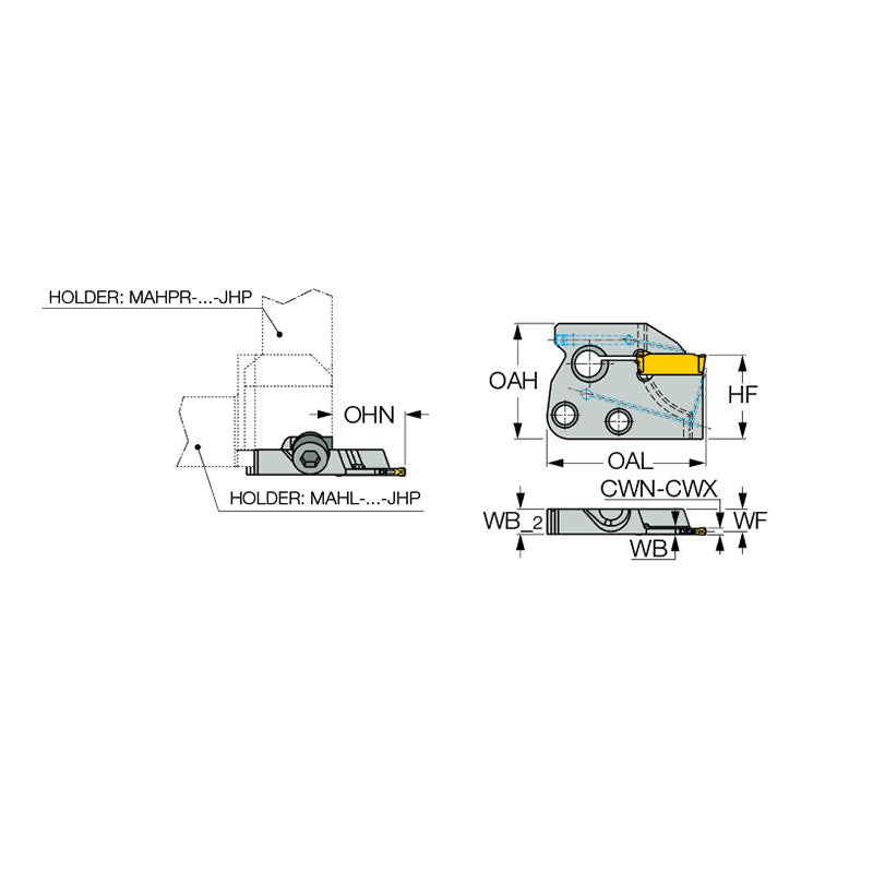 DGPAD-JHP : Adapters with High-Pressure Coolant Channels for DO-GRIP Parting and Grooving Inserts