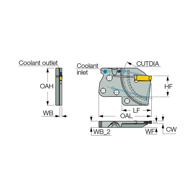 DGPAD-XL-JHP : Parting and Grooving Extra Long Adapters with Coolant Channels Carrying DO-GRIP Inserts