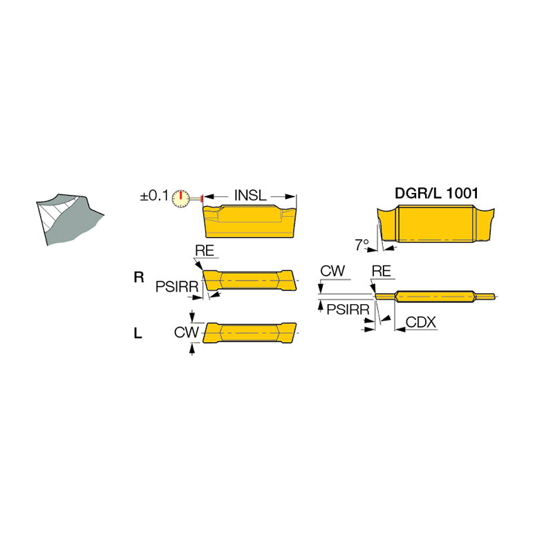 DGR/L-J/JS : Double-Sided Inserts for Parting Soft Materials, Parting Tubes, Small Diameters and Thin-Walled Parts - Big-tools Industrial Supply Tools for Metal Cutting