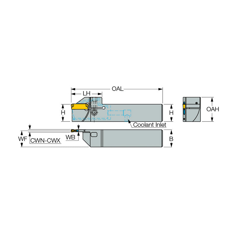 DGTR/L-B-D-JHP-SL-MC : Parting and Grooving Side Lock Type Tools with Bottom Inlets for High-Pressure Coolant