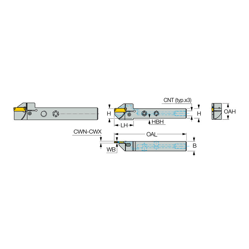 DGTR/L-B-D-JHP-SL : Parting and Grooving Side Lock Type Tools with High-Pressure Coolant for CNC and Swiss Automatics