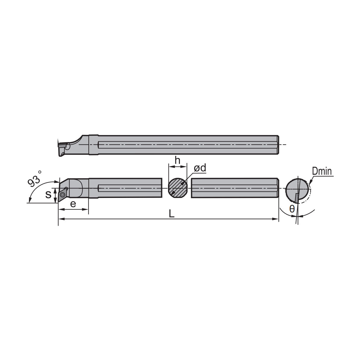 DP** Steel Boring Bar S-Clamping SDUPR/L Kr: 93° S10K S12M S16Q - Makotools Industrial Supply Tools for Metal Cutting